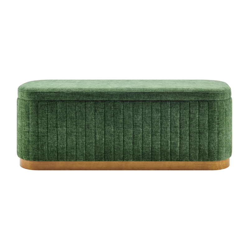 NPD Furniture Clinton Chenille Storage Bench in Seneca Green