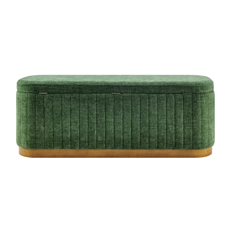 NPD Furniture Clinton Chenille Storage Bench in Seneca Green