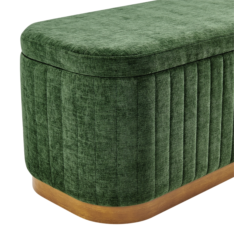 NPD Furniture Clinton Chenille Storage Bench in Seneca Green