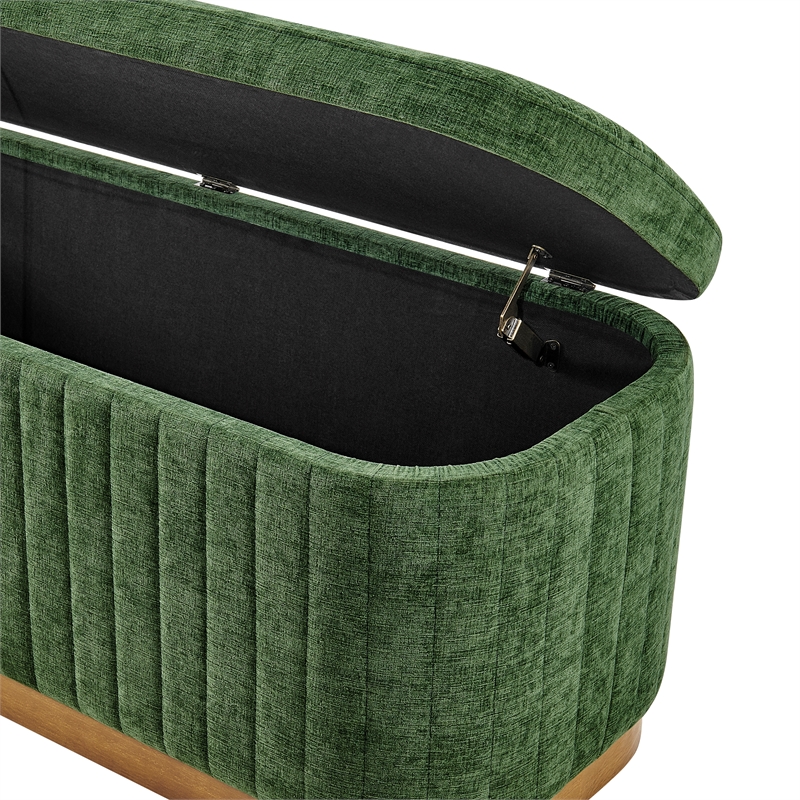 NPD Furniture Clinton Chenille Storage Bench in Seneca Green