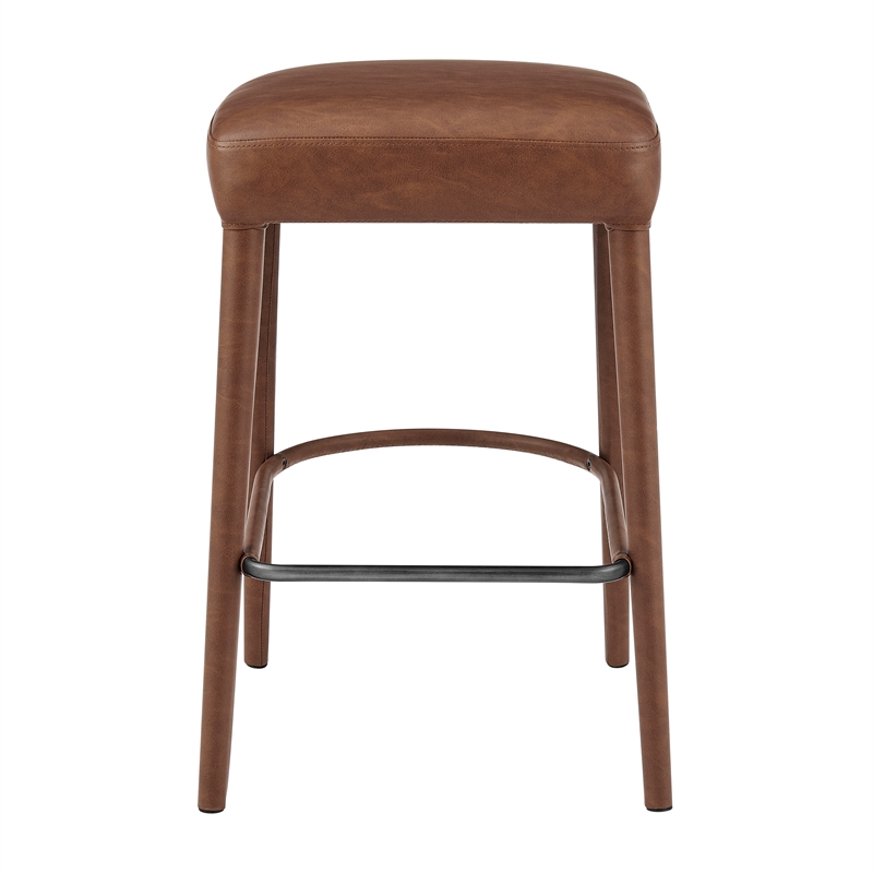 NPD Furniture Rylee KD Faux Leather Backless Counter Stool (Set of 2)