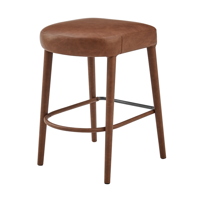 NPD Furniture Rylee KD Faux Leather Backless Counter Stool (Set of 2)