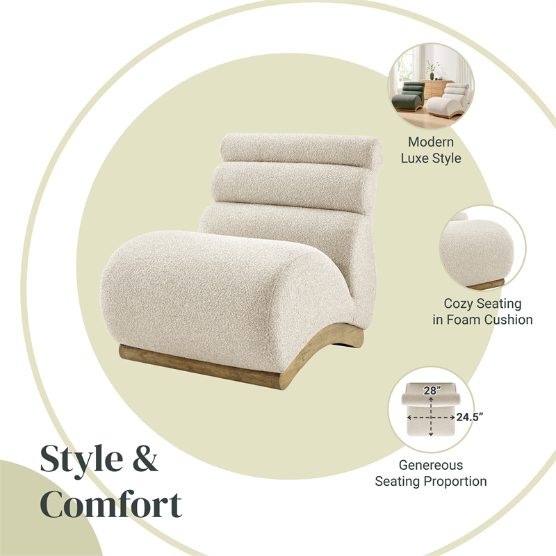 NPD Furniture Lucius Boucle Accent Chair in Milford Beige