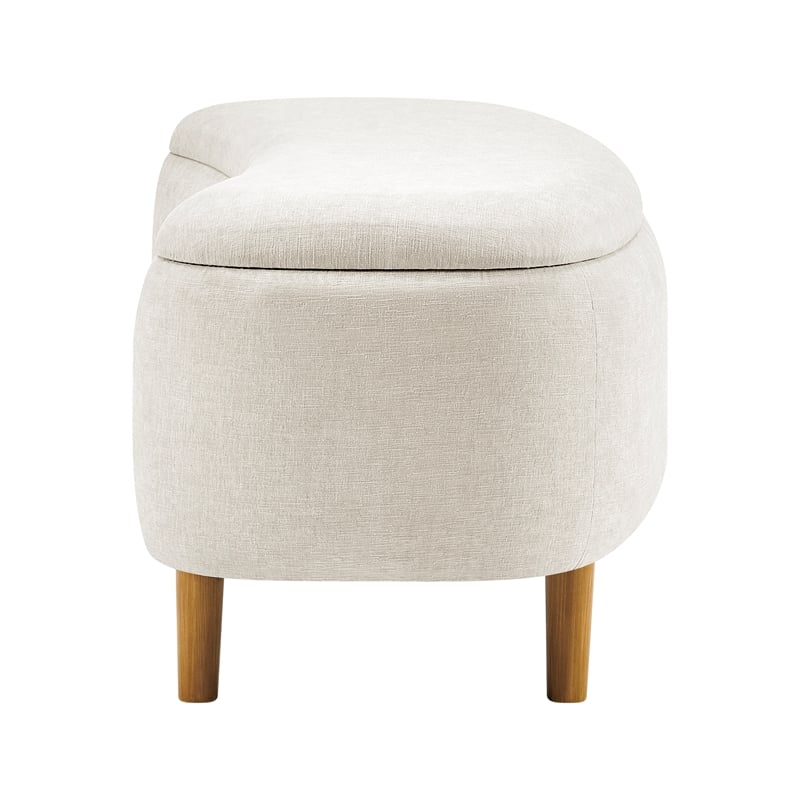 NPD Furniture Leony Chenille Storage Bench in Seneca Beige