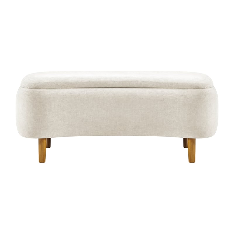 NPD Furniture Leony Chenille Storage Bench in Seneca Beige