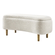 NPD Furniture Leony Chenille Storage Bench in Seneca Beige