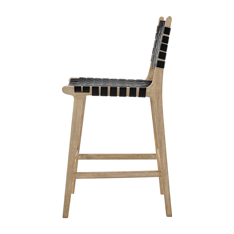 NPD Furniture Marco Faux Leather Counter Stool Drift Wood Frame in Black