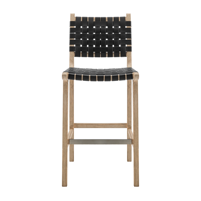 NPD Furniture Marco Faux Leather Counter Stool Drift Wood Frame in Black