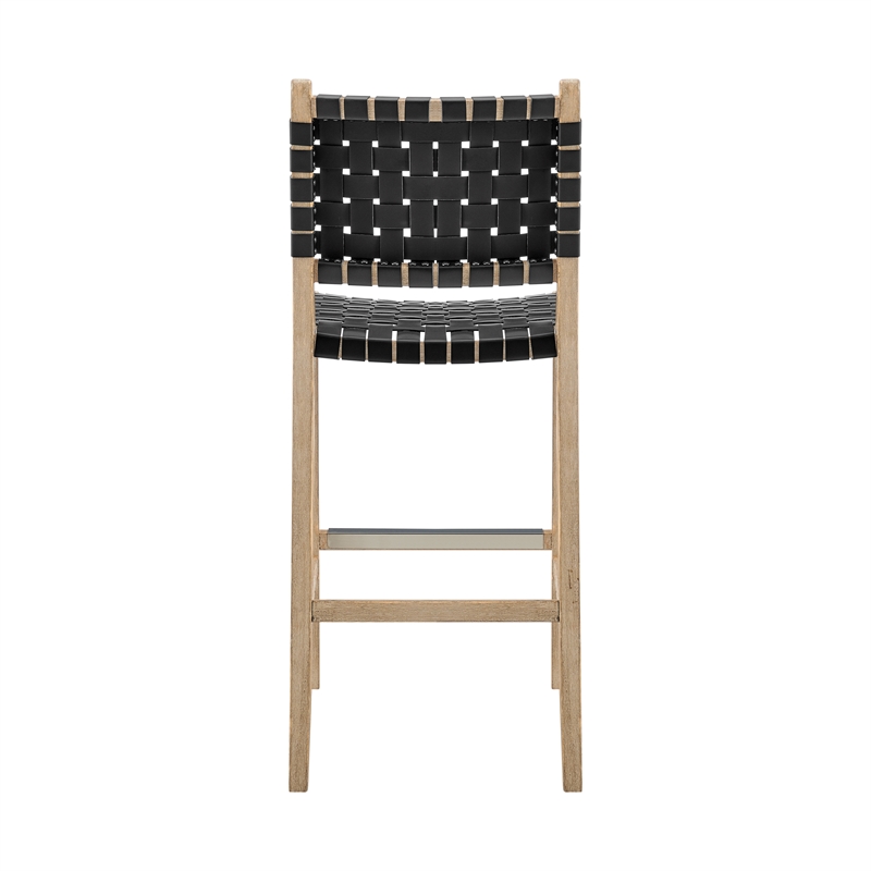 NPD Furniture Marco Faux Leather Counter Stool Drift Wood Frame in Black