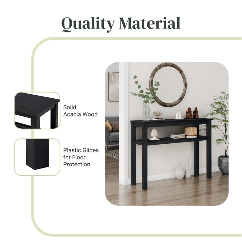 NPD Furniture Tiburon KD Console Table with Shelf in Alto Black