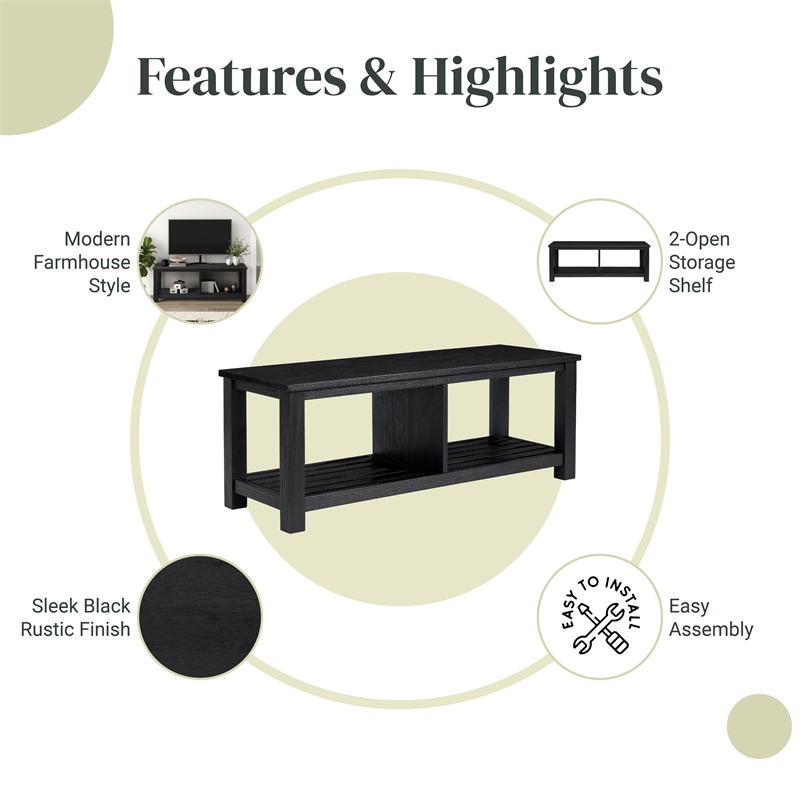 NPD Furniture Tiburon KD TV Bench in Alto Black