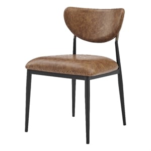 NPD Furniture Zoey KD Faux Leather Dining Side Chair Black Legs (Set of 2)