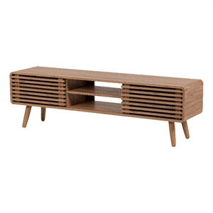 NPD Furniture Wilson 58&quot Slat Low TV Stand in Terra Oak