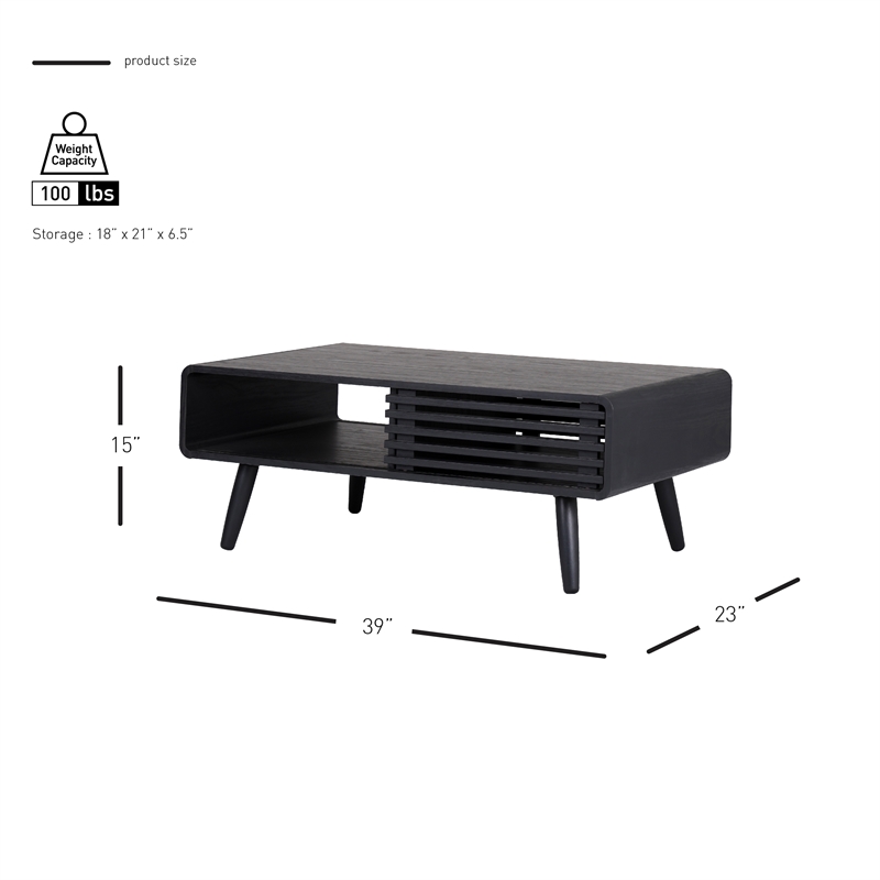 NPD Furniture Wilson Slat Coffee Table in Black
