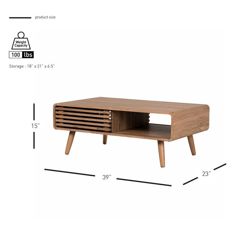 NPD Furniture Wilson Slat Coffee Table in Terra Oak