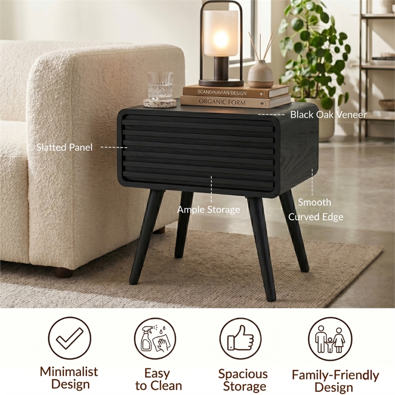 NPD Furniture Wilson Slat Side/End Table in Black