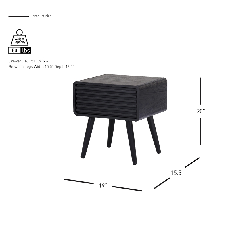 NPD Furniture Wilson Slat Side/End Table in Black