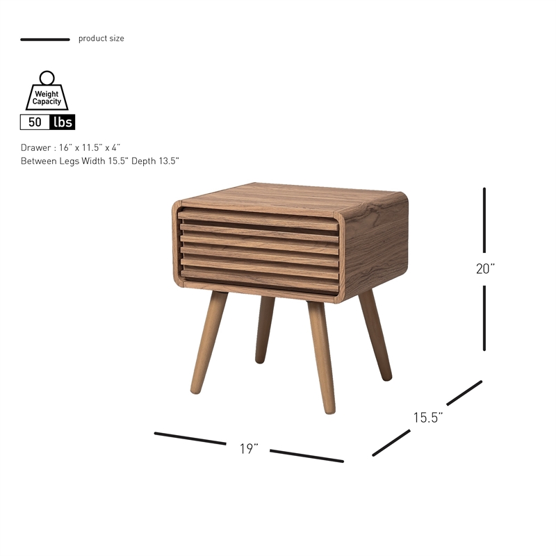 NPD Furniture Wilson Slat Side/End Table in Terra Oak