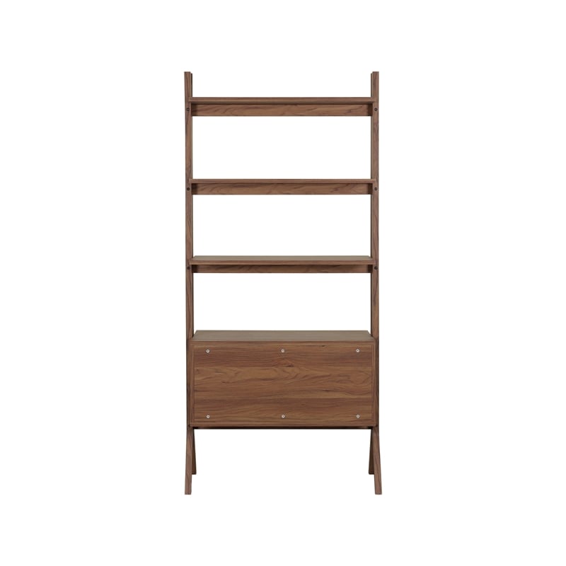 NPD Furniture Lynchburg KD Bookshelf 2 Drawers in Walnut
