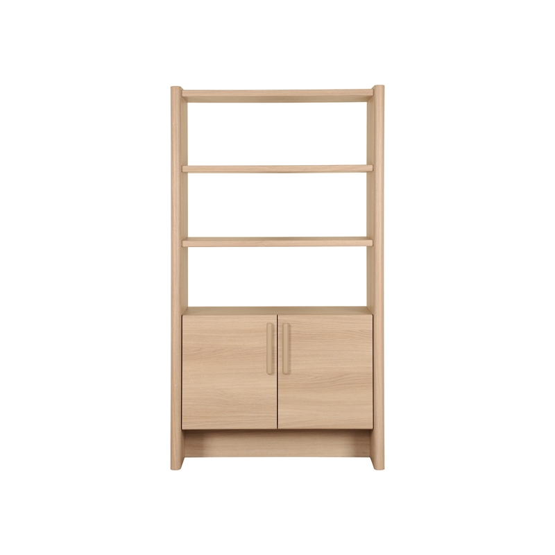 NPD Furniture Fortville KD Bookshelf 2 Doors in Light Oak