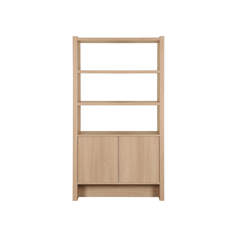 NPD Furniture Fortville KD Bookshelf 2 Doors in Light Oak