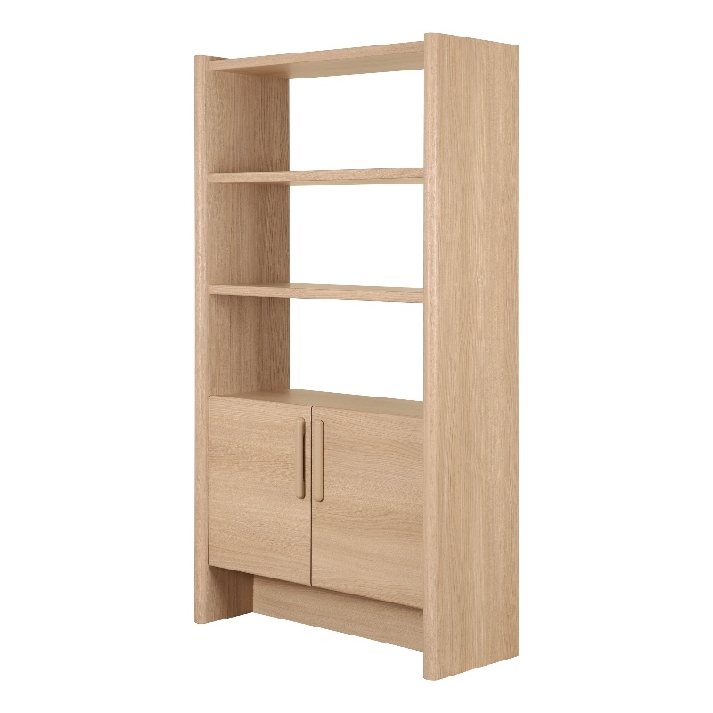 NPD Furniture Fortville KD Bookshelf 2 Doors in Light Oak