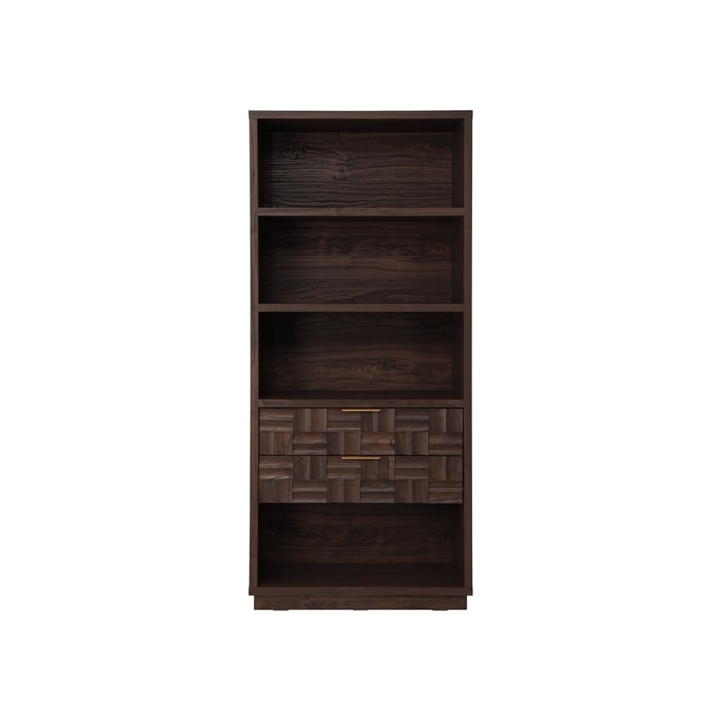 NPD Furniture Dreighton KD Bookcase 2 Drawers in Coffee Brown