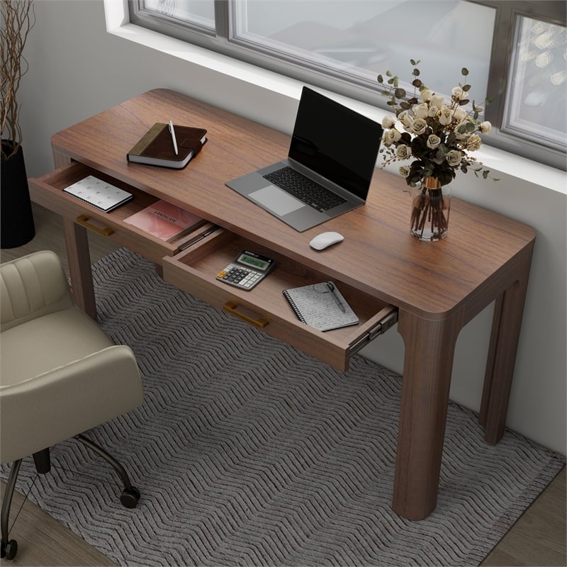 NPD Furniture Trevin KD Desk 2 Drawers in Walnut