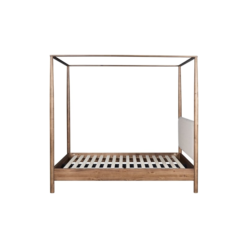 NPD Furniture Bloomfield KD Queen Canopy Bed Set in Dark Walnut