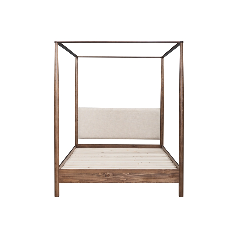 NPD Furniture Bloomfield KD Queen Canopy Bed Set in Dark Walnut