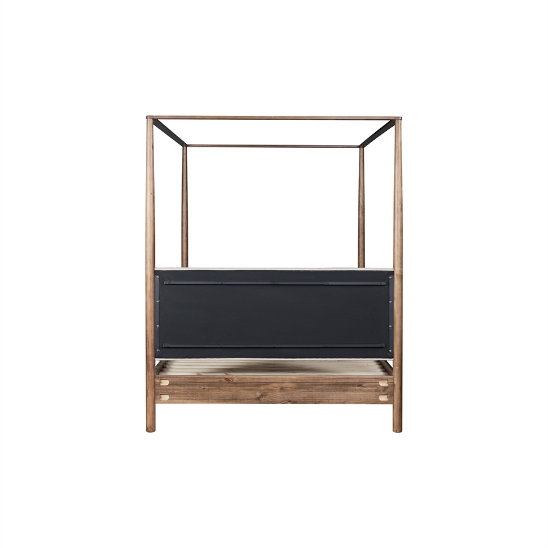 NPD Furniture Bloomfield KD Queen Canopy Bed Set in Dark Walnut