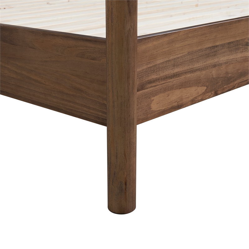 NPD Furniture Bloomfield KD Queen Canopy Bed Set in Dark Walnut