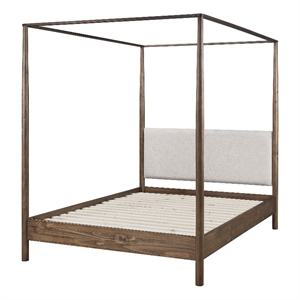 NPD Furniture Bloomfield KD Queen Canopy Bed Set in Dark Walnut
