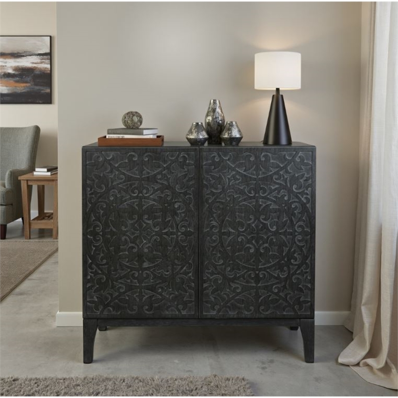 NPD Furniture Margie KD Cabinet 2 Doors in Brushstroke Black
