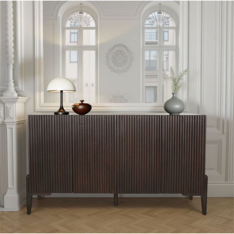 New Pacific Direct Baylor KD Sideboard 4 Doors in Dark Brown