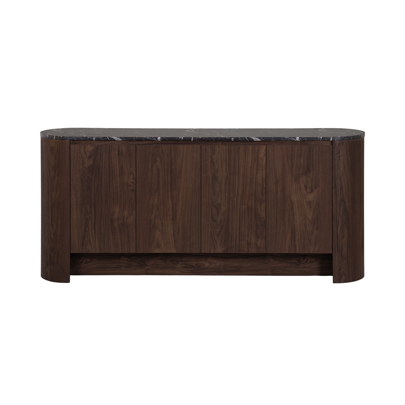 NPD Furniture Baron KD Sideboard 4 Doors in Midnight Marble/Coffee Brown