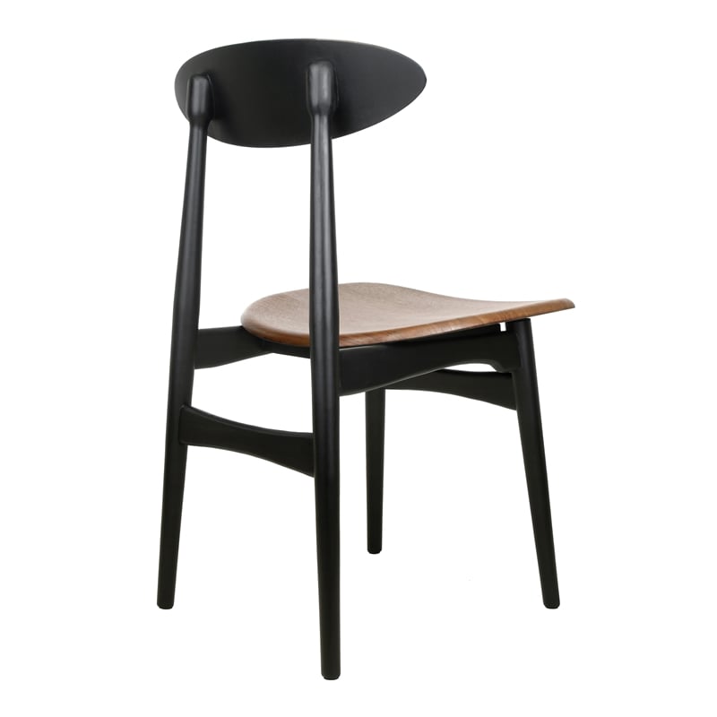 NPD Furniture Maglio Dining Side Chair in Black/Walnut Set of 2