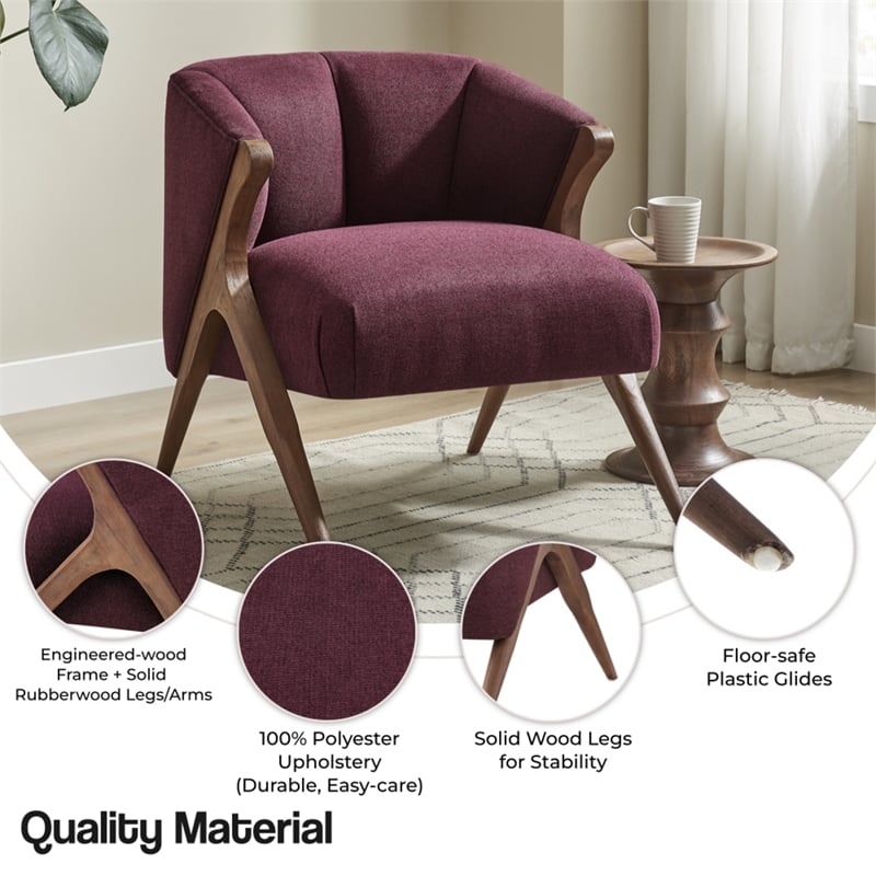 NPD Furniture Florence Fabric Accent Chair Brown Legs in Havana Maroon