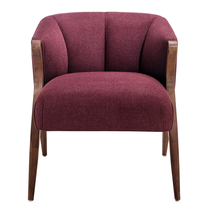 NPD Furniture Florence Fabric Accent Chair Brown Legs in Havana Maroon