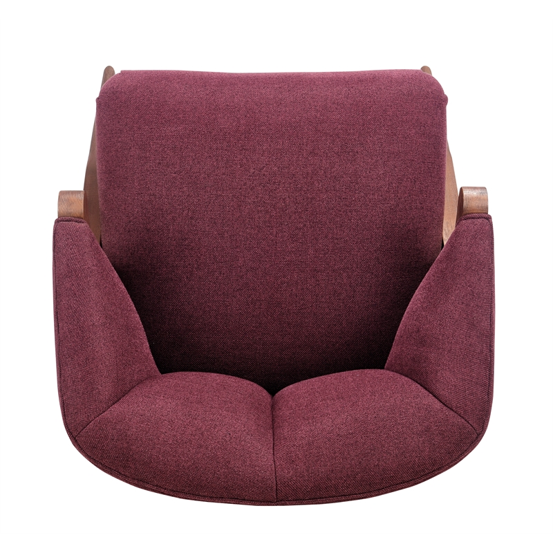 NPD Furniture Florence Fabric Accent Chair Brown Legs in Havana Maroon