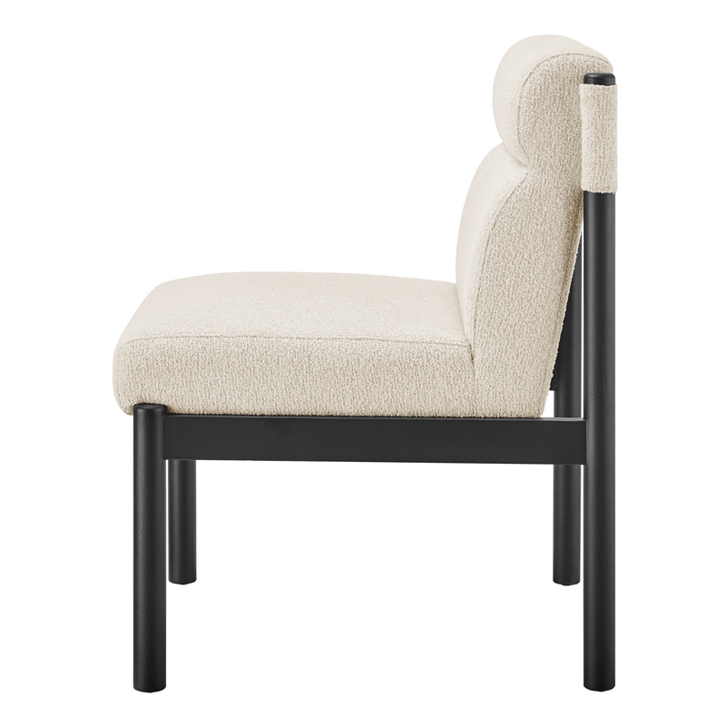 NPD Furniture Micah Boucle Dining Side Chair Black Frame in Palladian Beige