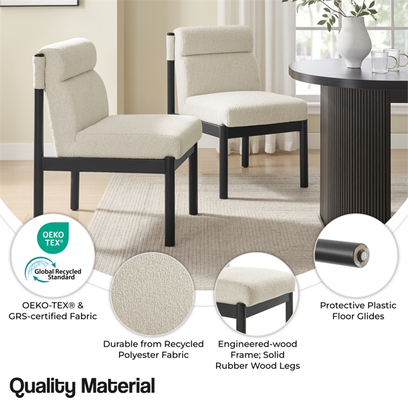NPD Furniture Micah Boucle Dining Side Chair Black Frame in Palladian Beige