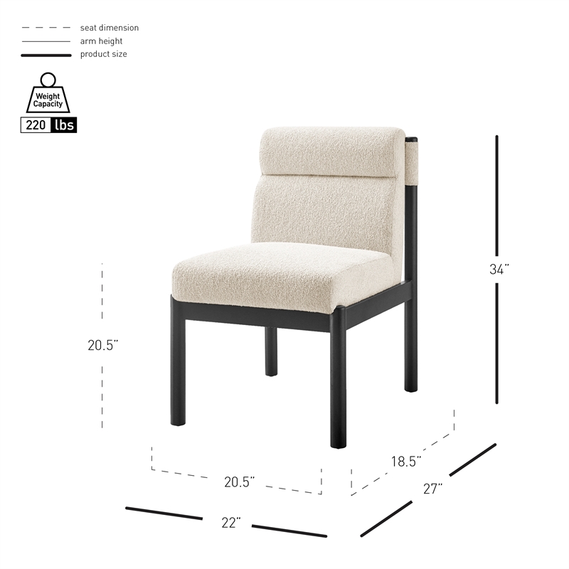 NPD Furniture Micah Boucle Dining Side Chair Black Frame in Palladian Beige