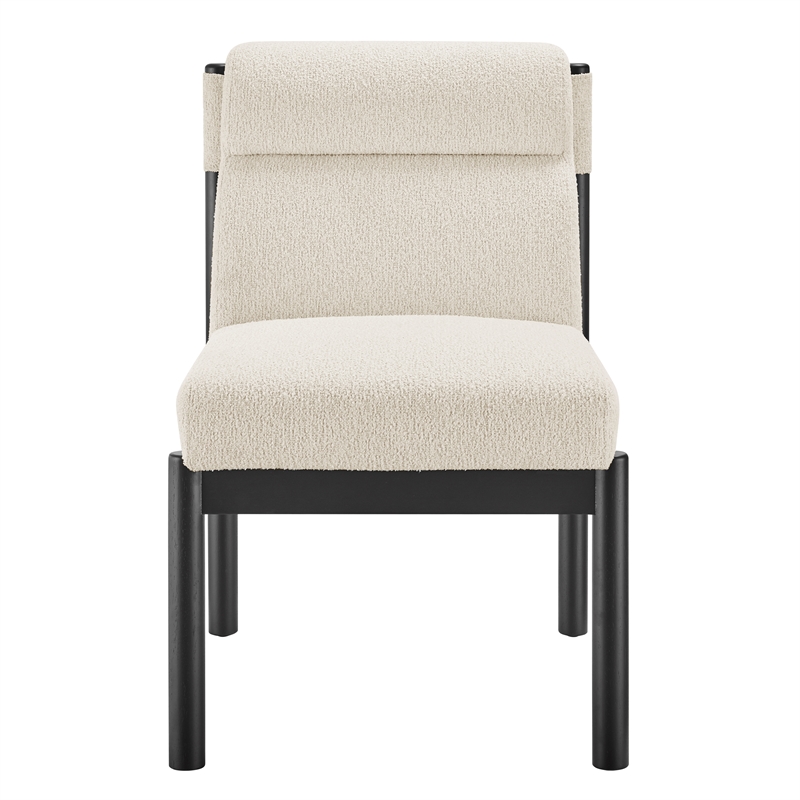 NPD Furniture Micah Boucle Dining Side Chair Black Frame in Palladian Beige
