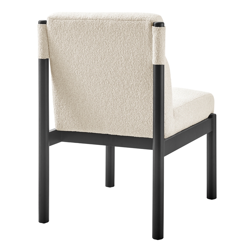 NPD Furniture Micah Boucle Dining Side Chair Black Frame in Palladian Beige