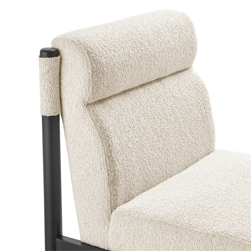 NPD Furniture Micah Boucle Dining Side Chair Black Frame in Palladian Beige