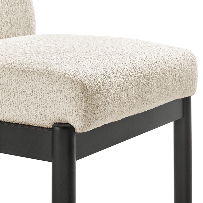 NPD Furniture Micah Boucle Dining Side Chair Black Frame in Palladian Beige