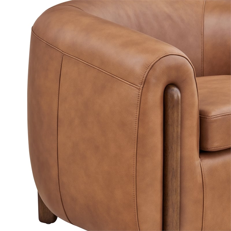 New Pacific Direct Cordelia Top Grain Leather Accent Arm Chair in Brown