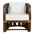 NPD Furniture Shanaya Rattan Accent Arm Chair w/ Abaca in Cane Brown