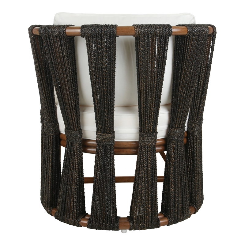 NPD Furniture Shanaya Rattan Accent Arm Chair w/ Abaca in Cane Brown